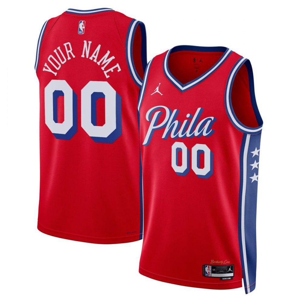Philadelphia 76ers Jordan Brand Unisex 2022/23 Swingman Custom Jersey - Statement Edition - Red-Pro Kit Vault | Brand New 26/27 Sports Jerseys